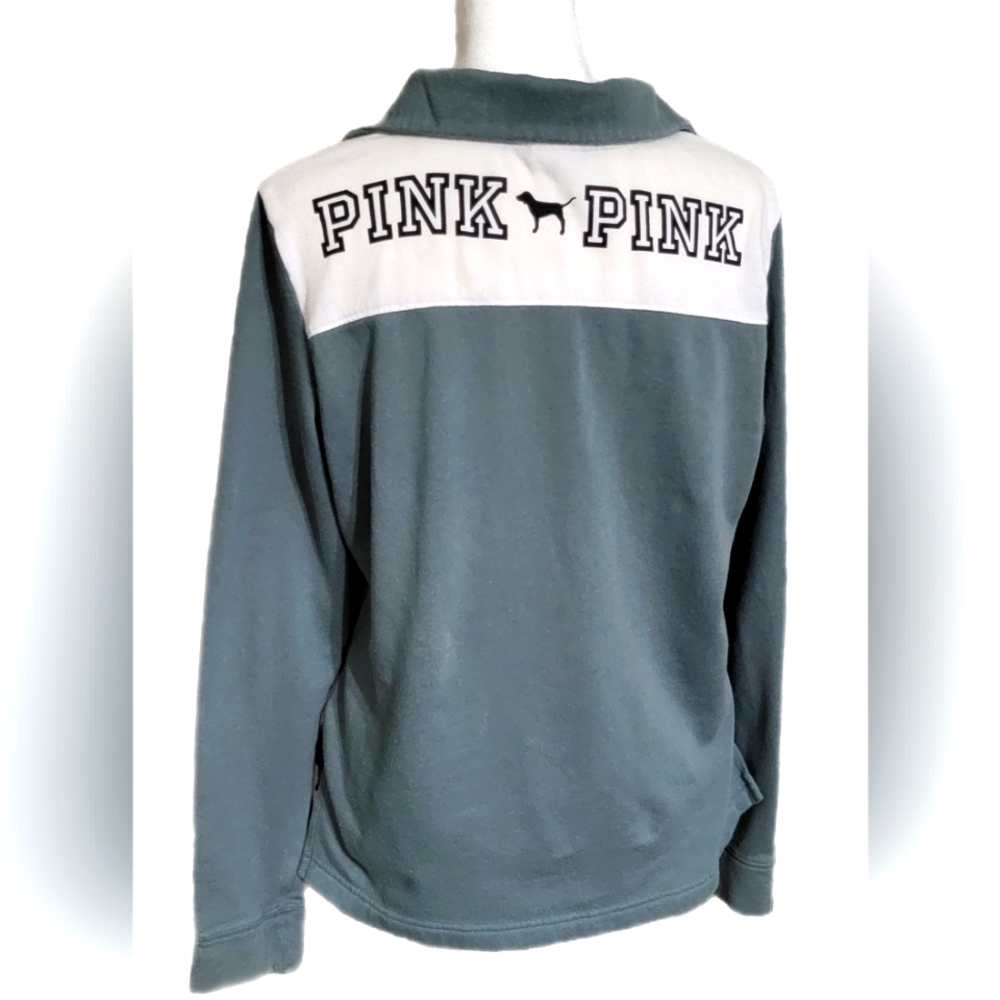 Victoria's Secret PINK 1/4 zip high collar fleece puppy dog sweatshirt pullover - Picture 7 of 10